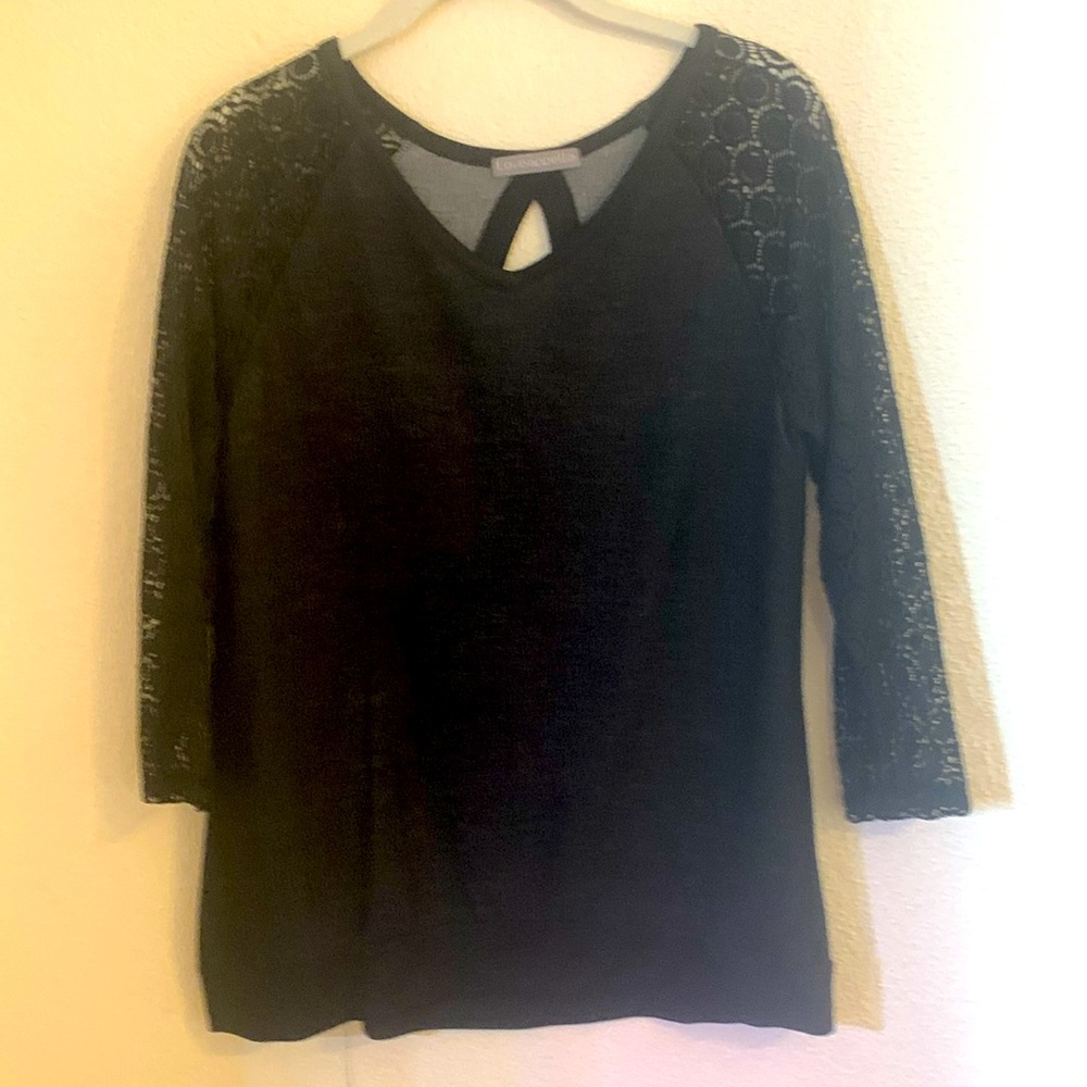 Loveappella cute soft lacy arm 3/4 sleeve top